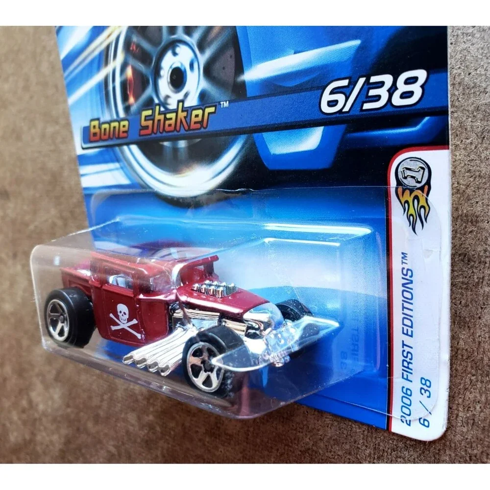 Hot Wheels BONE SHAKER Dark Red 6/38 2006 FIRST EDITIONS #6/223 Chrome 5 SP 1:64